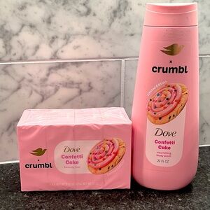 Dove x Crumbl Confetti set; Body Wash & Bar Soap